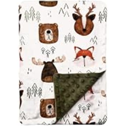 Baby Blanket for Boys Girls Double Layer Soft Plush Minky Blanket with Dotted Backing, Toddler Baby Newborn Blanket Shower Gifts (Forest, 30 * 40 inch)