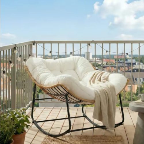 【Double-Side Fabric】ONBRILL Oversized Indoor Outdoor Rocking Chairs, Comfy Papasan Rocking Chair with Padded Cushion, Rattan Wicker Lounge Chair, Modern Reading Accent Chair for Balcony Garden, LivingRoom Furniture,Christmas Gift【CategorySelect】 - TikTok