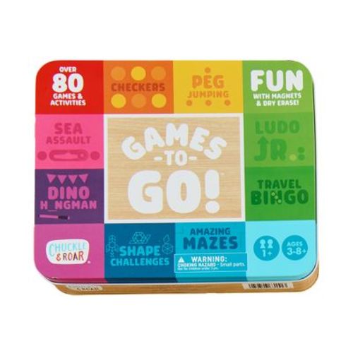 Chuckle & Roar Games On the Go Tin Travel Game Set for Kids Ages 3-6+