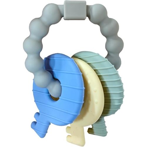 Baby Teether Keys,Teething Keys Toys for 3 to 18 Months Infants Toddler Sensory Chew Toys BPA-Free Toy for Baby Teething Relief(Grey)