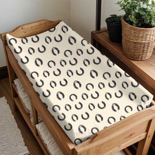 Horseshoe Baby Changing Pad Cover: Western Nursery Decor