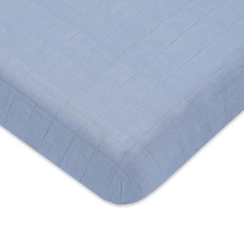 Babyletto Mini Crib Sheet in GOTS Certified Organic Muslin Cotton - Dewdrop
