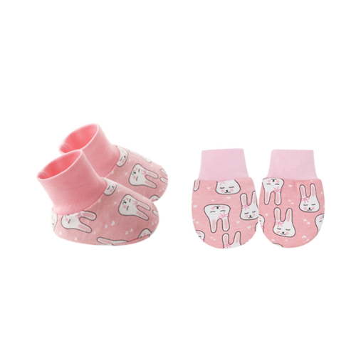 Infant Anti Scratch Gloves and Socks Set for Boys and Girls Comfortable Cotton Mittens & Booties for Home or Travel