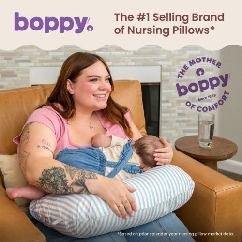 Boppy New Nursing Pillow - Vintage Blue Stripes