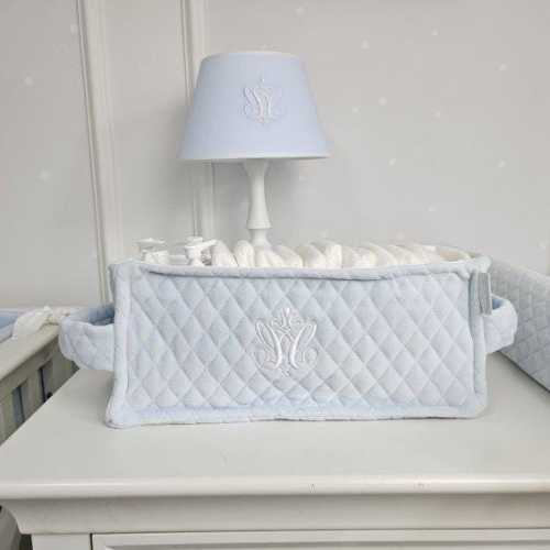 Blue Quilted Cotton Diaper Storage Box