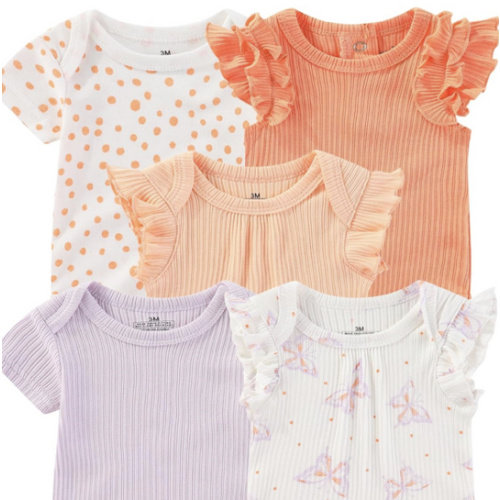 Baby Bodysuits Ribbed Mix Summer Newborn Boy Girl Clothes 5-pack