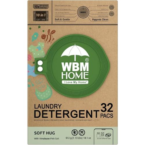 WBM Baby Care Laundry Detergent Pods, 32 Count | Laundry Pods Specially Designed For Clothes | Soft Hug Fragrance With 10x Ultra Power Cleaning