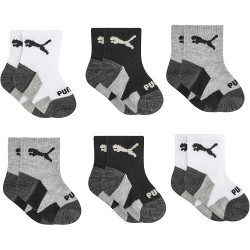 PUMA Unisex Baby 6-pack Infant Anklet Socks, Extra Cushion & Comfort-toe