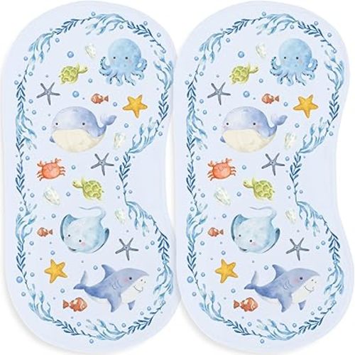 2pcs Ocean Burp Cloths for Baby Boys Girls 100% Cotton Sea Animal Themed Design Burp Rags, Soft Breathable Muslin Burping Cloths Absorbent Spit-Up Cloths for Infant Newborns