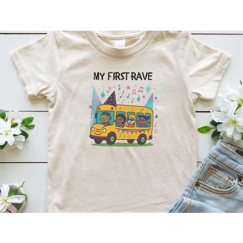 Techno Toddler Tee: My First Rave - Lenny Pearce EDM Shirt, wheels on the bus