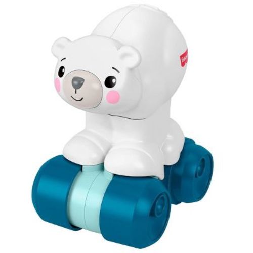Fisher-Price Baby Toy Crawl-After Polar Bear, Animal-Themed Activity Vehicle with Sensory Details for Infants Ages 9+ Months