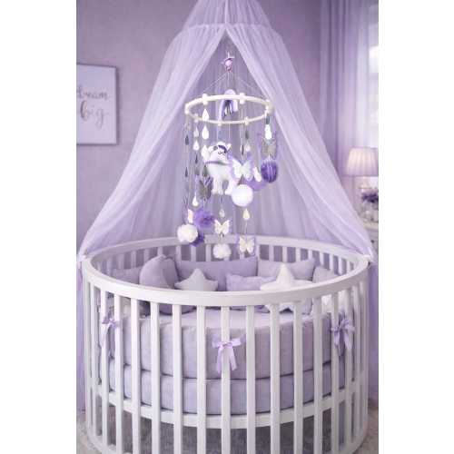 Lavender Unicorn Baby Mobile, Purple Nursery Crib Mobile, Butterfly Felt Mobile, Baby Girl Nursery Decor, Baby Shower Gift, Dreamy Nursery