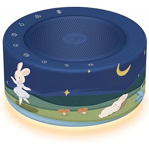 Kipcush White Noise Machine for Baby & Adults, 30 Soothing Sounds, Soft Non-Glare Nursery Lamp, 8 Color Night Lights, Memory Function (New Navy Blue/Bunny Dream Design, Standard)