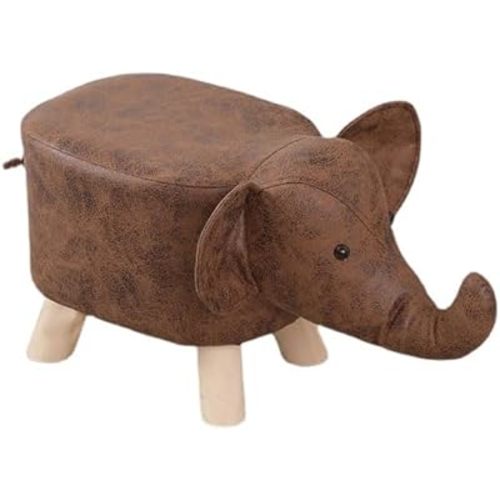 Cute Animal Footstools, Footrest Ottoman with Soft Padded Cushion and Non-Slip Feet, Kids & Adult Pouffe Footstool for Bedroom, Living Room or Entryway,Gift for Kids (Coffee Elephant)