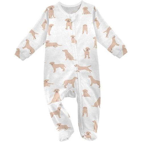 vvfelixl Exercises Doberman Dog Baby Sleepers For Girl Boys Newborn Baby Play One-Piece Footies For 0-24 Months White