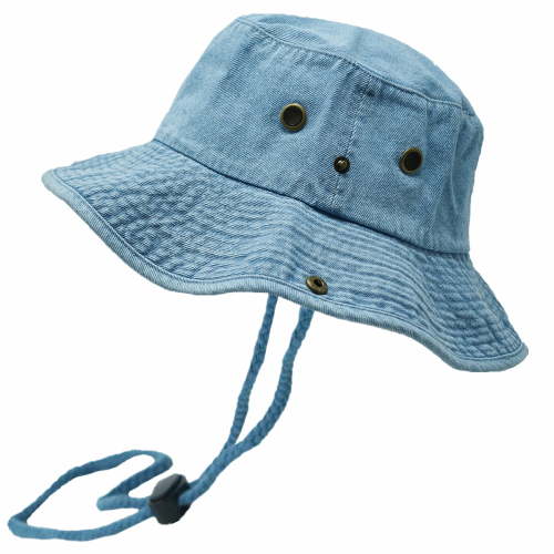 Glory Max Classic 100% Cotton Wide Brim Bucket Hat Summer Outdoor Boonie Denim Blue Hats