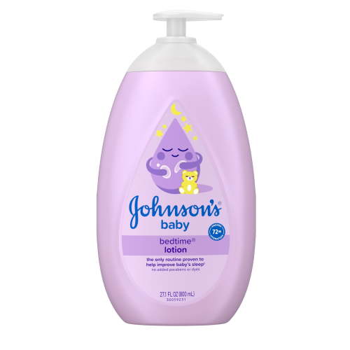 Johnson's Newborn Moisturizer, Sensitive Care Bedtime Body Lotion for Baby and Toddler, Paraben Free, 27.1 oz