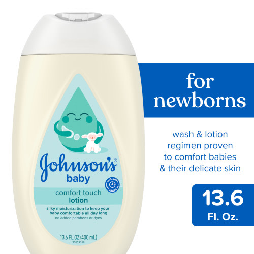 Johnson's CottonTouch Newborn Baby Face and Body Lotion 13.6 oz Gentle Moisturizer for Soft Skin