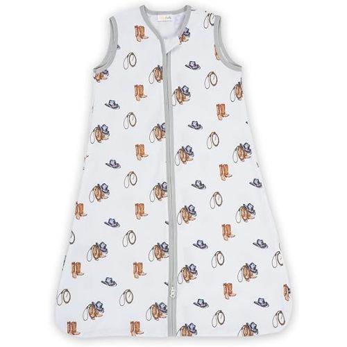 LollyBanks Organic Cotton Baby Sleep Sack, 0.5 TOG, 2-Way Zipper, 12-18 Months, Cowboy Outfit