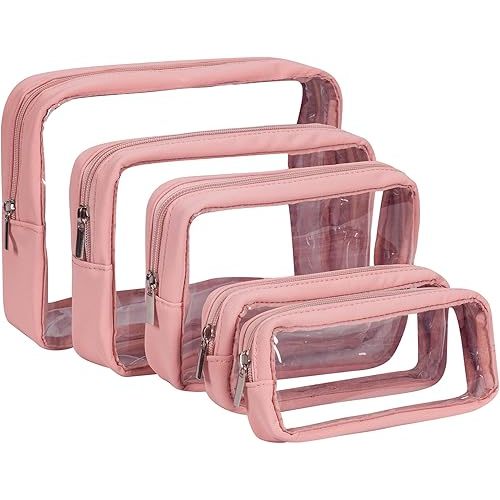 TSA Approved 5-Piece Diaper Bag Organizer Pouch Set Clear Waterproof TPU Kids Toiletry Storage Set Travel Packing Clutch Cube Bags for Baby Nursing