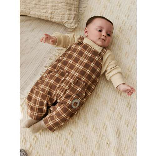 Brown Check Baby Cord Dungaree and Bodysuit Set (0mths-2yrs)