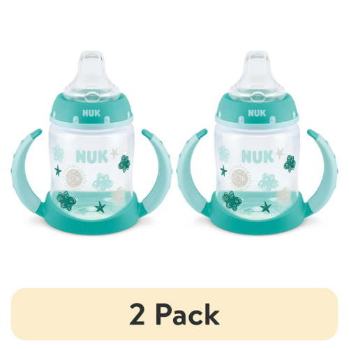 (2 pack) NUK Learner Cup, 5 oz Soft Spout Sippy Cup 6+ Months, 1 Pack, Teal, Unisex