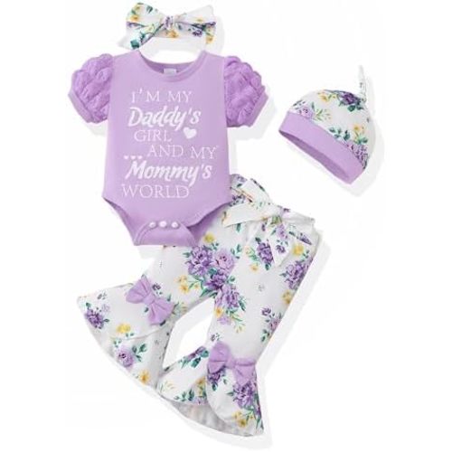 Newborn Baby Girl Clothes Outfits Infant Clothing Ruffle Romper Top Floral Pants Outfit Sets for Baby Girls 0-18M