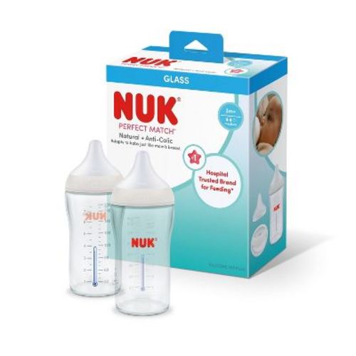 NUK Perfect Match Glass Baby Bottles - 8 fl oz/2pk
