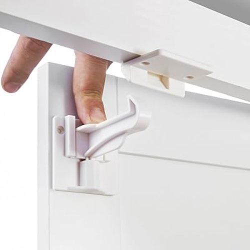6 Pack Upgraded Invisible Baby Proofing Cabinet Latch Locks – No Drilling or Tools Needed, Fits Most Cabinets & Drawers, Works with Countertop Overhangs, Strong Adhesive for Easy & Secure Installation