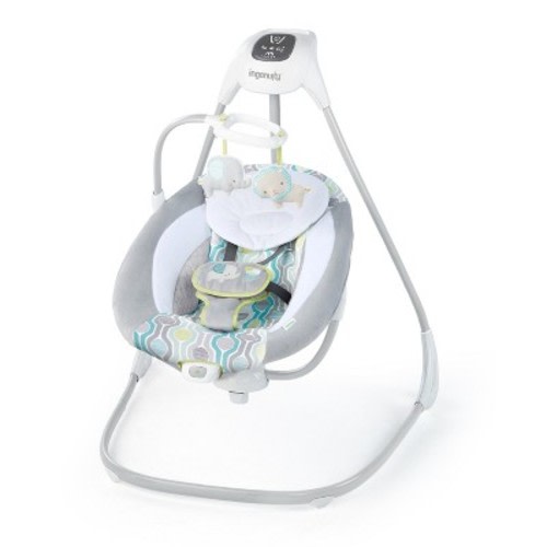 Ingenuity SimpleComfort Multi-Direction Compact Baby Swing with Vibrations - Everston: Adjustable Speeds, Reclining Seat, Machine Washable Pad
