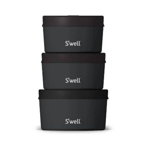 S'well Food Storage Canister Set Onyx: Stainless Steel, 3-Piece Kitchen Set, Dishwasher-Safe, 10-24 oz Capacity