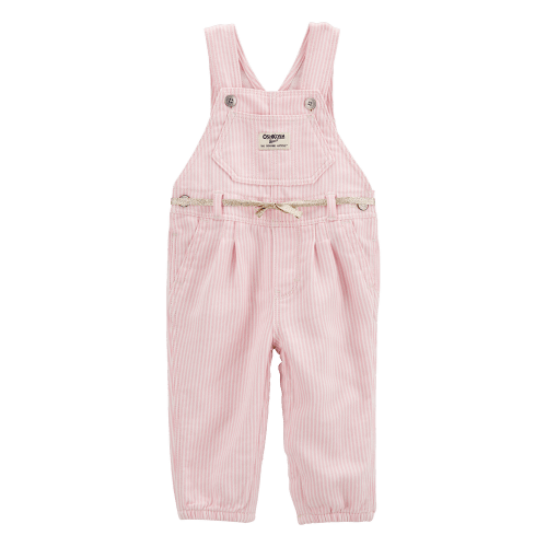 Baby Knit Denim Hickory Stripe Overalls - Pink | Carter’s Oshkosh Canada