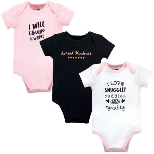 Hudson Baby Infant Girl Cotton Bodysuits, Spread Kindness, 3-6 Months
