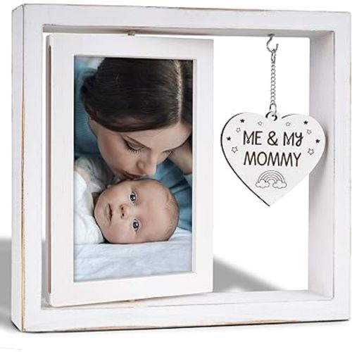 Me and My Mommy Picture Frame,First Time Mom Gift,Mommy Gifts for New Baby,Mother to Be Presents,Room Decor Vintage Style,Baby Gender Neutral Rotating Photo Frame 4x6