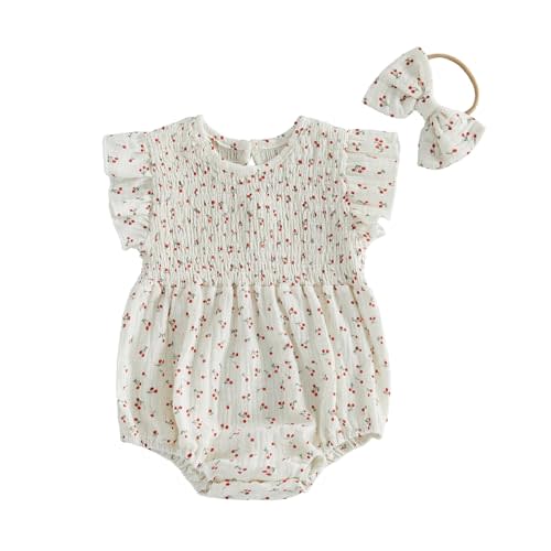 Kavousa Baby Girl Summer Outfit Newborn Girl Bubble Romper Short Sleeve Jumpsuit Cute Infant Spring Clothing