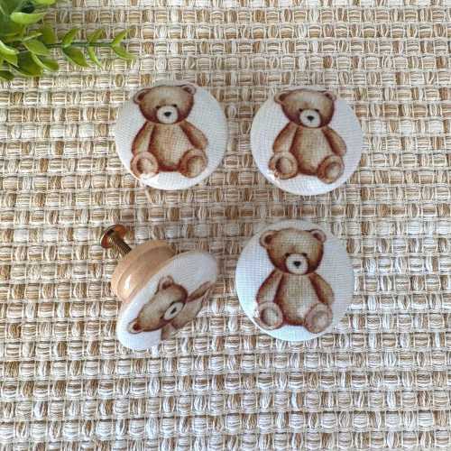 Teddy Bear Kids Drawer Knobs: Nursery Wood Dresser Pulls