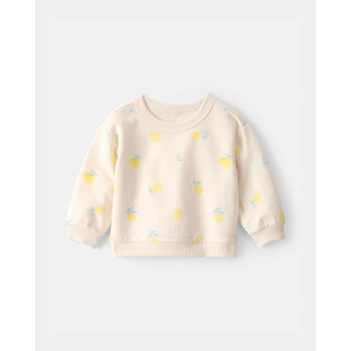 Baby Girl Lemon French Terry Pullover Sweatshirt - Cream | Carter's