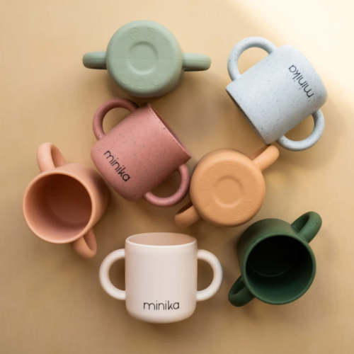 Tasse d'Apprentissage en Silicone avec Poignées – Rose