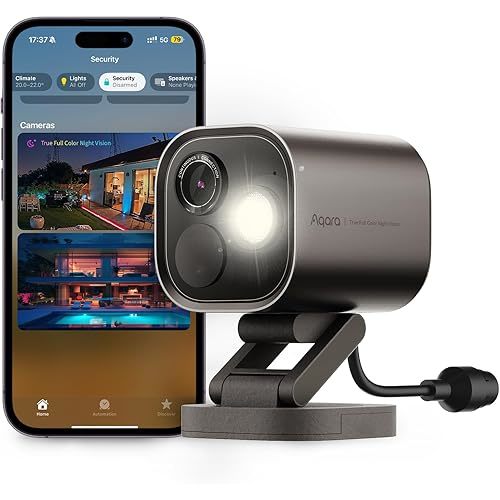 Aqara 4MP Camera Hub G5 Pro PoE, True Color Night Vision Security Camera Outdoor, HomeKit Secure Video, Thread Border Router, Local Detection, Thread/Zigbee, Supports Alexa, Google, Smartthings, Gray