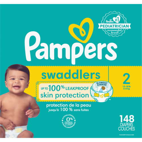 Pampers Swaddlers Diapers Size 2, 148 Count - Ultra-Soft, Hypoallergenic, Paraben and Latex Free