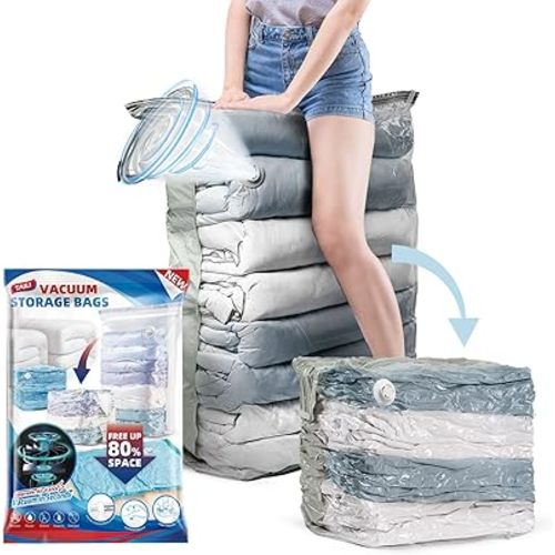 TAILI 6 Pack Vacuum Storage Bags, Jumbo Cube (31x40x15 Inch), Extra Large Vacuum Seal Bags for Clothing, Comforters, Blankets, Bedding, Closet Organization Space Saving, Cream