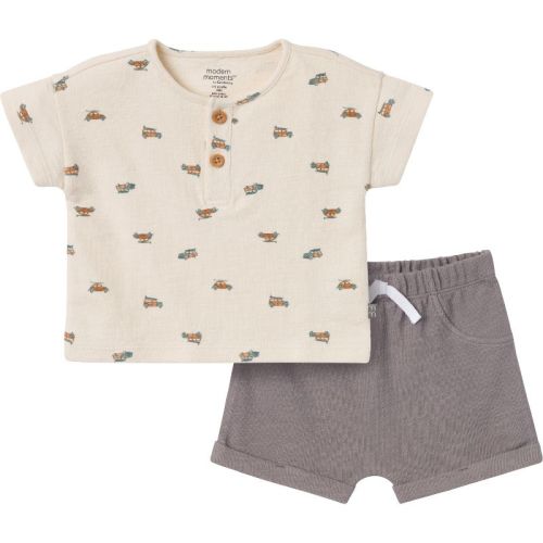Modern Moments™ by Gerber Baby Boys' 2-Piece Henley Shirt and Shorts Set