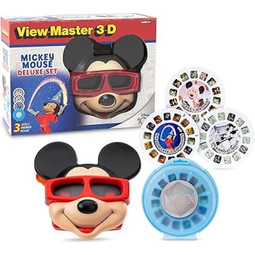 View Master Mickey Mouse Deluxe Set, Disney 100 Edition - STEM, Retro, Fun Learning Toy for Kids and Adults, Toddlers, Ages 3+