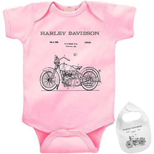 Harley Patent Print Motorcycle Newborn Infant outfit Baby bodysuit onesie & bib