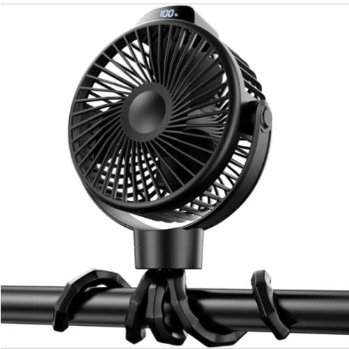 Koonie Portable Stroller Fan for Baby, Rechargeable Battery Operated, 3 Speeds, 360° Rotation, 25db Low Noise,Digital Display, Detachable Flexible Tripod Clip-on Car Seats, Tent, Crib, Treadmill