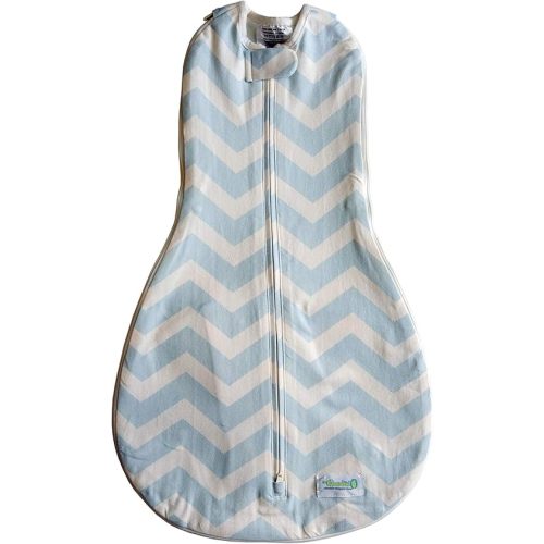 Woombie Grow with Me Baby Swaddle, Convertible Swaddle Fits Babies 0-9 Months, Expands to Wearable Blanket for Babies up to 18 Months, Dreamy Blue Chevron