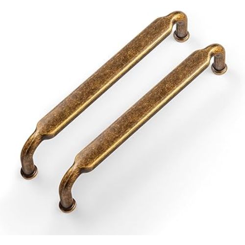 Goo-Ki 5 Inch Hole Center Antique Brass Zinc Alloy Cabinet Pulls Kitchen Cabinets Hardware, 6 Pack Vintage Brass Solid Cabinet Handles Drawer Pulls
