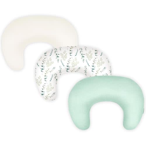 TotAha Nursing Pillow Covers Compatible with Updated Boppy Nursing Pillow | 3Pack Soft Stretch Breastfeeding Pillow Covers with Dual Zipper, Washable Replacement Slipcovers, Pillow Not Included (Leaf)