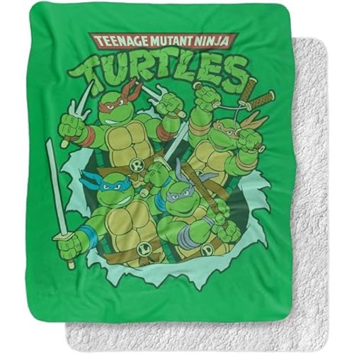 Teenage Mutant Ninja Turtles TMNT Group Retro Silky Touch Sherpa, 50"x60"