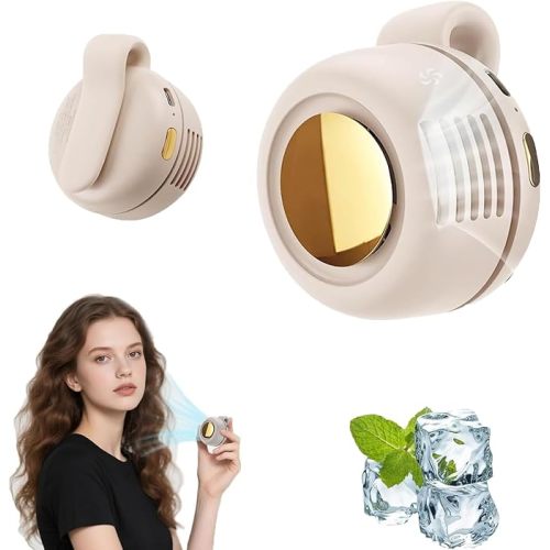 Portable Silent Mini Bladeless Fan, 3 Speeds & Queit, Hands Free Shirt and Waist Clips Whirlwind Fans, USB Rechargeable, Suitable for Outdoor & Travel & Office (1PC-White)